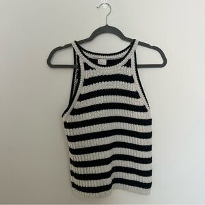 a new day Black and White Striped Tank Top